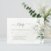 Elegant Eucalyptus Leaves Greenery Gold Wedding RSVP Kaartje (Staand voorkant)
