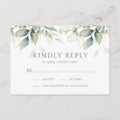 Elegant Eucalyptus Leaves Greenery Gold Wedding RSVP Kaartje (Voorkant)