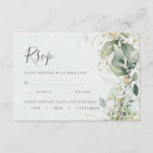 Elegant Eucalyptus Leaves Greenery Gold Wedding RSVP Kaartje (Voorkant)
