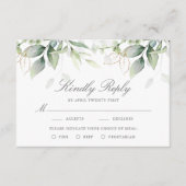 Elegant Eucalyptus Leaves Greenery Gold Wedding RSVP Kaartje (Voorkant)