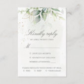 Elegant Eucalyptus Leaves Greenery Gold Wedding RSVP Kaartje (Voorkant)