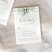 Elegant Eucalyptus Leaves Greenery Gold Wedding RSVP Kaartje