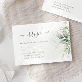 Elegant Eucalyptus Leaves Greenery Gold Wedding RSVP Kaartje
