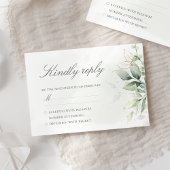 Elegant Eucalyptus Leaves Greenery Gold Wedding RSVP Kaartje