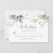 Elegant Eucalyptus Leaves Greenery Gold Wedding RSVP Kaartje (Voorkant)
