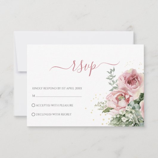 Elegant Eucalyptus Leaves Greenery Gold Wedding RSVP Kaartje (Voorkant)