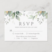 Elegant Eucalyptus Leaves Greenery Gold Wedding RSVP Kaartje (Voorkant)