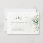 Elegant Eucalyptus Leaves Greenery Gold Wedding RSVP Kaartje (Voorkant)
