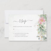 Elegant Eucalyptus Leaves Greenery Gold Wedding RSVP Kaartje (Voorkant)