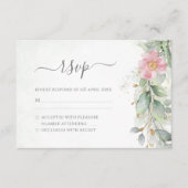 Elegant Eucalyptus Leaves Greenery Gold Wedding RSVP Kaartje (Voorkant)