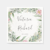 Elegant Eucalyptus Leaves Greenery Gold Wedding Servet (Voorkant)