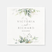 Elegant Eucalyptus Leaves Greenery Gold Wedding Servet (Voorkant)
