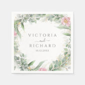 Elegant Eucalyptus Leaves Greenery Gold Wedding Servet (Voorkant)