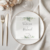 Elegant Eucalyptus Leaves Greenery Gold Wedding Servet