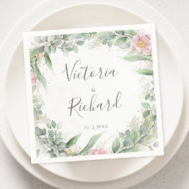 Elegant Eucalyptus Leaves Greenery Gold Wedding Servet