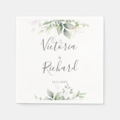 Elegant Eucalyptus Leaves Greenery Gold Wedding Servet (Voorkant)