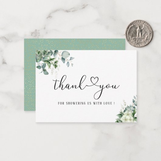 Elegant Eucalyptus Leaves Greenery Notitiekaartje (Voorkant / Achterkant in situ)