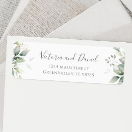Elegant Eucalyptus Leaves Greenery Return Address Etiket