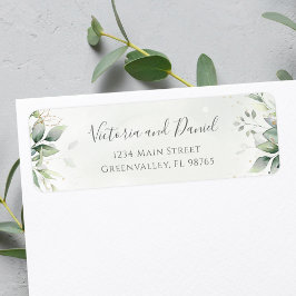 Elegant Eucalyptus Leaves Greenery Return Address Etiket
