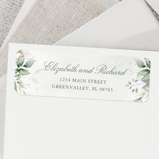 Elegant Eucalyptus Leaves Greenery Return Address Etiket