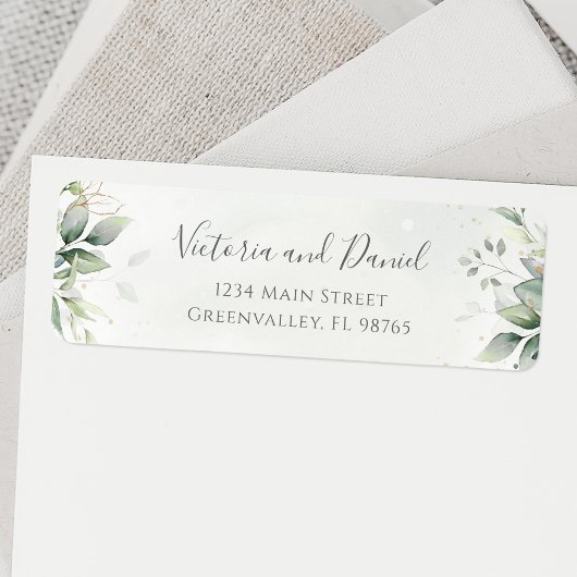 Elegant Eucalyptus Leaves Greenery Return Address Etiket