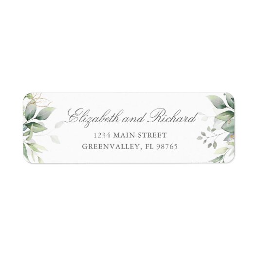 Elegant Eucalyptus Leaves Greenery Return Etiket (Voorkant)