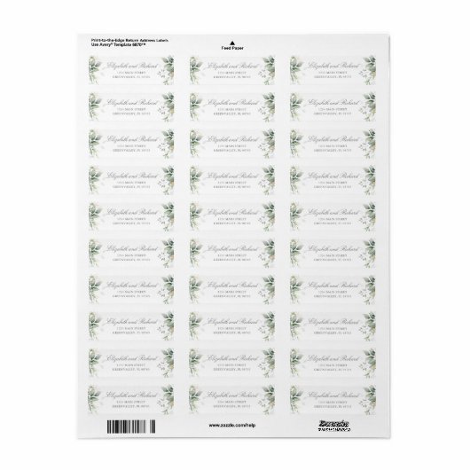 Elegant Eucalyptus Leaves Greenery Return Etiket (Full Sheet)