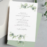 Elegant Eucalyptus Leaves Greenery Rustic Wedding Kaart<br><div class="desc">TIP: overeenkomende objecten die in dit collectie beschikbaar zijn. Ons botanische eucalyptusbruiloft-collectie is voorzien van waterverf bladeren en moderne typografie in donkergrijze tekst. Gebruik de knop "Aanpassen" om de stijl en plaatsing van tekst verder te herschikken en te formatteren. Het zou gemakkelijk een nieuwe bestemming kunnen zijn voor andere speciale...</div>