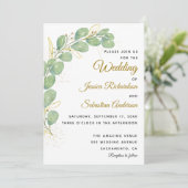 Elegant Eucalyptus Leaves Greenery Wedding Kaart (Staand voorkant)