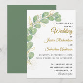 Elegant Eucalyptus Leaves Greenery Wedding Kaart (Voorkant / Achterkant)