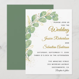 Elegant Eucalyptus Leaves Greenery Wedding Kaart