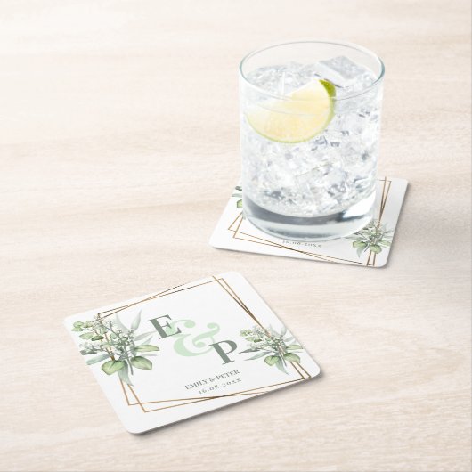 Elegant Eucalyptus Leaves Greenery Wedding Party Kartonnen Onderzetters (Insitu)