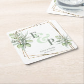 Elegant Eucalyptus Leaves Greenery Wedding Party Kartonnen Onderzetters (Schuin)