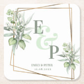 Elegant Eucalyptus Leaves Greenery Wedding Party Kartonnen Onderzetters (Voorkant)
