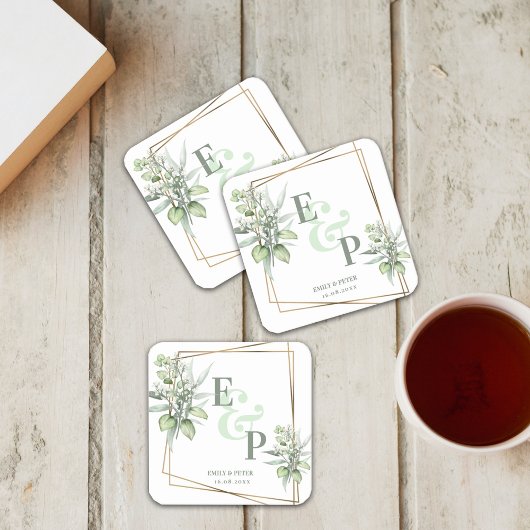 Elegant Eucalyptus Leaves Greenery Wedding Party Kartonnen Onderzetters