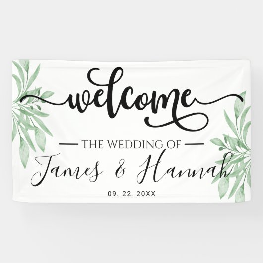 Elegant Eucalyptus Leaves Greenery Wedding Party Spandoek (Horizontaal)