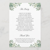 Elegant Eucalyptus Leaves Greenery Wedding Programmakaart (Achterkant)