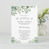 Elegant Eucalyptus Leaves Greenery Wedding Programmakaart (Staand voorkant)