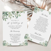 Elegant Eucalyptus Leaves Greenery Wedding Programmakaart