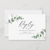 Elegant Eucalyptus Leaves Greenery Wedding RSVP (Voorkant)