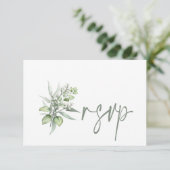 Elegant Eucalyptus Leaves Greenery Wedding RSVP Kaartje (Staand voorkant)