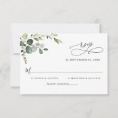 Elegant Eucalyptus Leaves Greenery Wedding RSVP Kaartje (Voorkant)