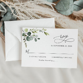 Elegant Eucalyptus Leaves Greenery Wedding RSVP Kaartje