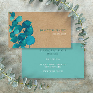 Elegant Eucalyptus Leaves Rustic Kraft Visitekaartje