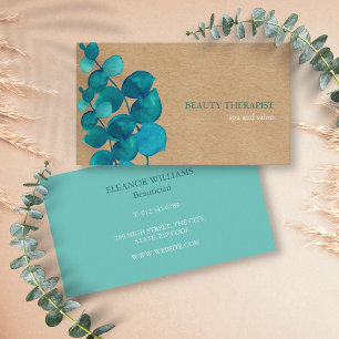 Elegant Eucalyptus Leaves Rustic Kraft Visitekaartje