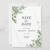 Elegant Eucalyptus Leaves Save The Date (Voorkant)