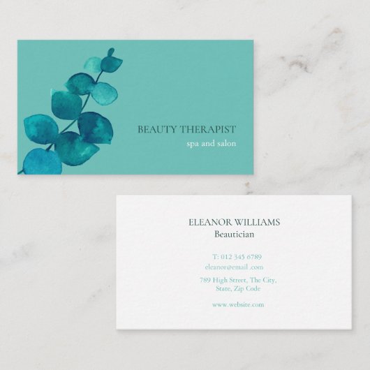 Elegant Eucalyptus Leaves Visitekaartje (Voorkant / Achterkant)