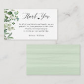 Elegant Eucalyptus Leaves Weddenrol Bedankt Informatiekaartje (Voorkant / Achterkant)