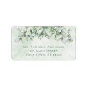 Elegant Eucalyptus Leaves Weddenschap Etiket (Voorkant)