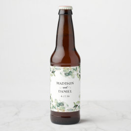 Elegant Eucalyptus Leaves Wedding Bier Etiket